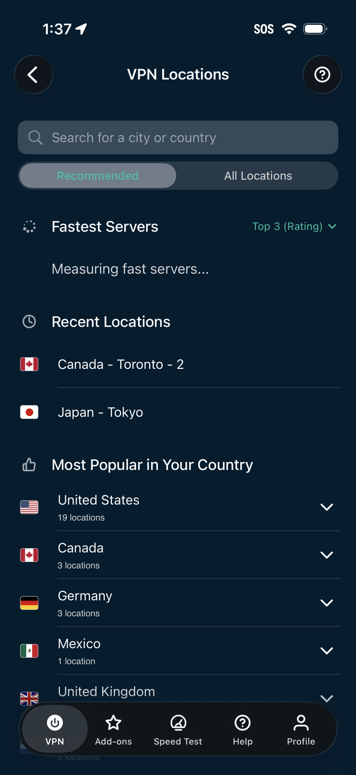 expressVPN search screenshot
